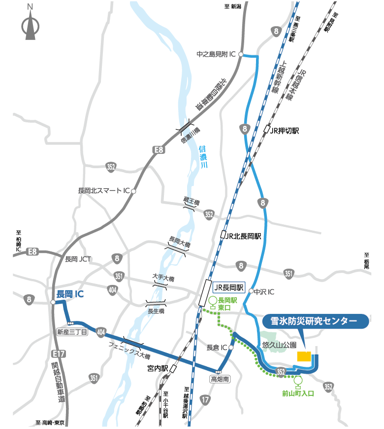 雪氷防災研究センター付近の地図