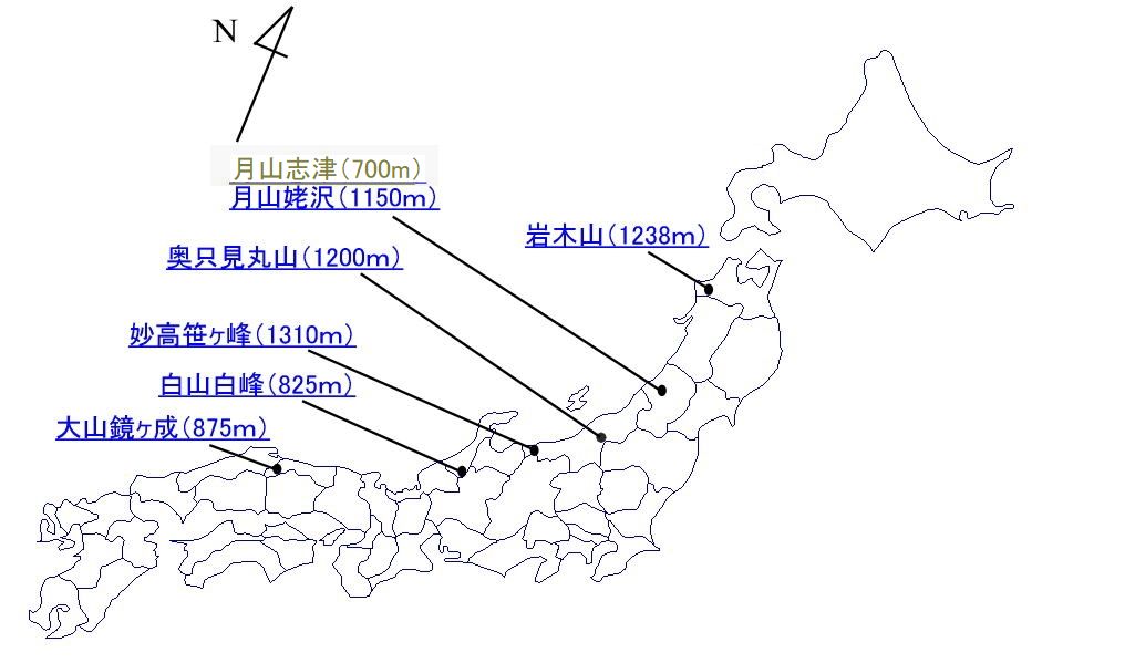 山地観測点の地図